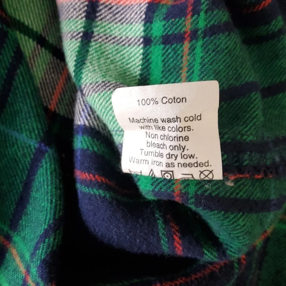 J. Crew Navy and Green Plaid Shirt Size M